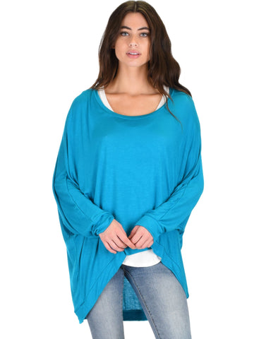 Lyss Loo Light Weight Camille Spring Teal Sweater Top - Clothing Showroom