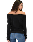 Lyss Loo Dreamy Dancer Wide Neck Black Sweatshirt Top - Clothing Showroom