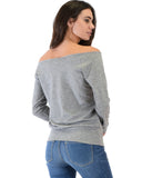 Lyss Loo Dreamy Dancer Wide Neck Grey Sweatshirt Top - Clothing Showroom