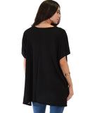 Lyss Loo Wide Neck Oversized Black Thermal Top - Clothing Showroom