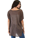 Lyss Loo Wide Neck Oversized Brown Thermal Top - Clothing Showroom
