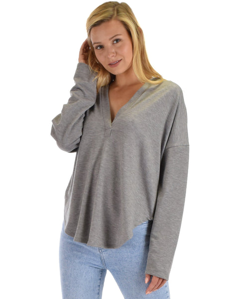Work It Out V-neck Hoodie Long Sleeve Top