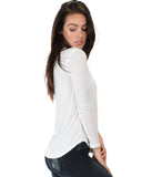 Lyss Loo Cut Me Out Cold Shoulder Ivory Long Sleeve Top - Clothing Showroom