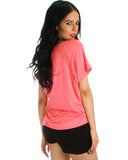 Lyss Loo Check Out My Lace Accents Pink Tunic Top - Clothing Showroom