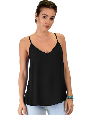 Lyss Loo What's Strap-Pening Cross Back Straps Black Tank Top - Clothing Showroom