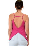 Lyss Loo What's Strap-Pening Cross Back Straps Magenta Tank Top - Clothing Showroom