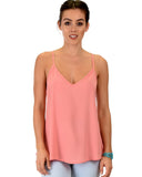 Lyss Loo What's Strap-Pening Cross Back Straps Pink Tank Top - Clothing Showroom