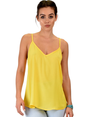 Lyss Loo What's Strap-Pening Cross Back Straps Yellow Tank Top - Clothing Showroom