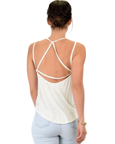 Lyss Loo My Favorite Cross Back Straps Ivory Tank Top - Clothing Showroom