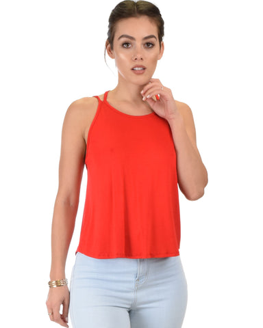 Lyss Loo My Favorite Cross Back Straps Red Tank Top - Clothing Showroom