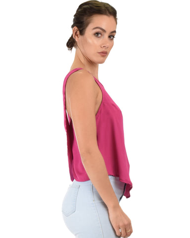 Lyss Loo Totally Crossed Out Magenta Tank Top - Clothing Showroom