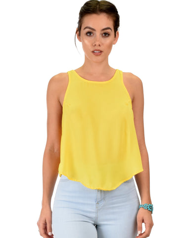 Lyss Loo Totally Crossed Out Yellow Tank Top - Clothing Showroom