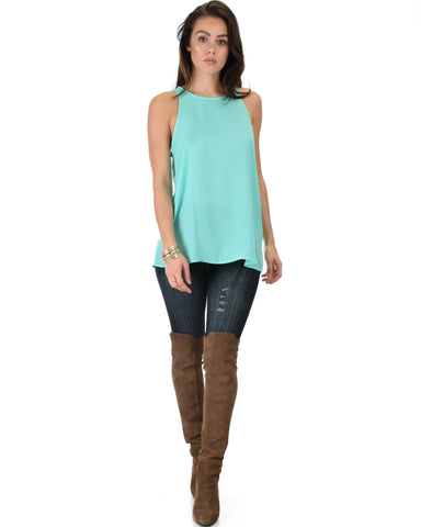 At First Crush Sleeveless Top With Keyhole Back