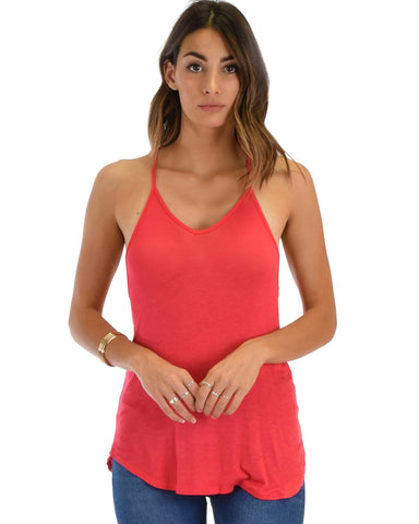 Lyss Loo Breezy Beauty Y-Back Red Tank Top - Clothing Showroom
