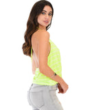 Lyss Loo Dapperly Draped Striped Neon Halter Top - Clothing Showroom